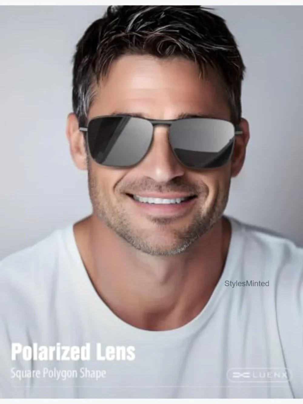 Rectangular Polarized Aviator Sunglasses Men Square Retro Shades UV400